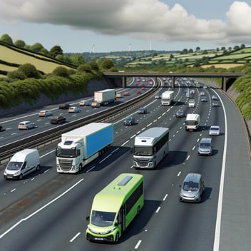 Image of electric vehicles on a motorway